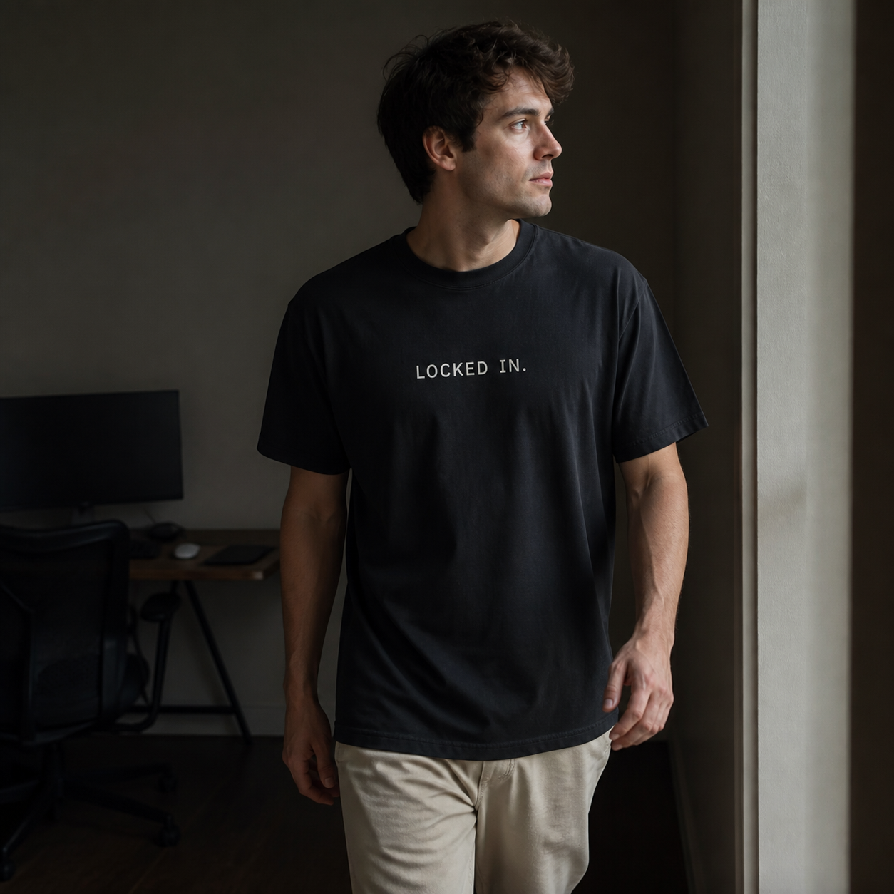 LOCKED IN. — FOUNDATIONS 001 worn in a quiet apartment setting